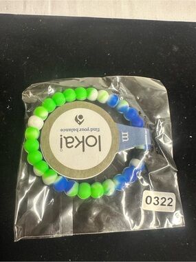 Lokai Kids Beaded Bracelet - Neon Green, Blue & White